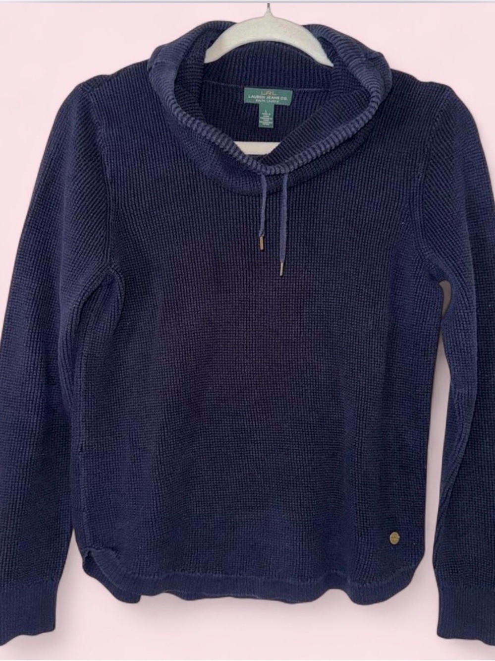 Lauren Ralph Lauren Navy Cowl-Neck Drawstring Sweater